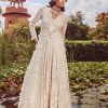 Womens Ridhima Bhasin | Retro Love Ivory 3D Embellished Anarkali Jacket Set