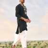 Mens Punit Balana Menswear | Classic Black Kurta Set With Gold Mirrors