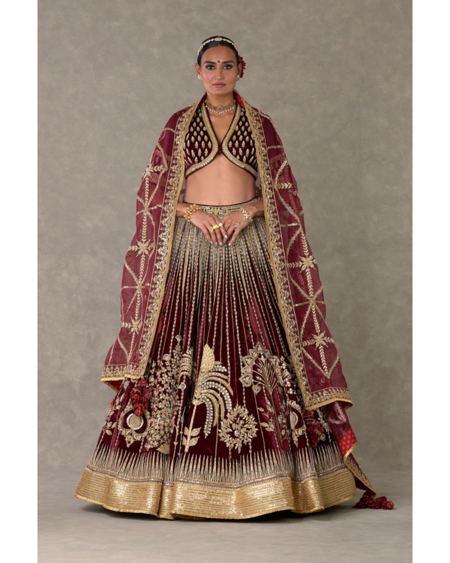 Bridal House of Masaba | Wine 'Dil- Chidiya' Lehenga Set