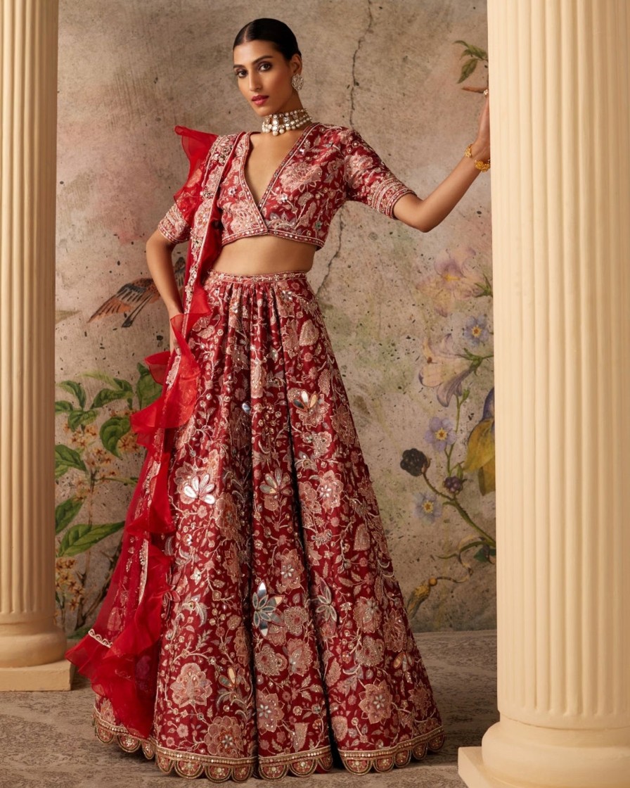 Womens Ridhi Mehra | Red Ochre Ace Lehenga Set