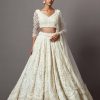 Womens Mala u0026 Kinnary | Ivory Heavy Necklace Lehenga Set