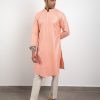 Mens Arjan Dugal | Peach Chanderi Silk Kurta Set