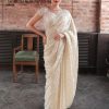 Womens Kalighata | Beige Embroidered Sari Set