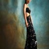 Womens Esha Sethi Thirani | Black Tulle Floral Embroidered Cut-Out Gown