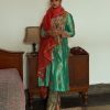 Womens Petticoat Lane | Green Paisley Embroidered Kurta Set