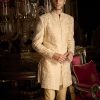 Mens Seema Gujral Mens | Cream Abstract Sherwani Set