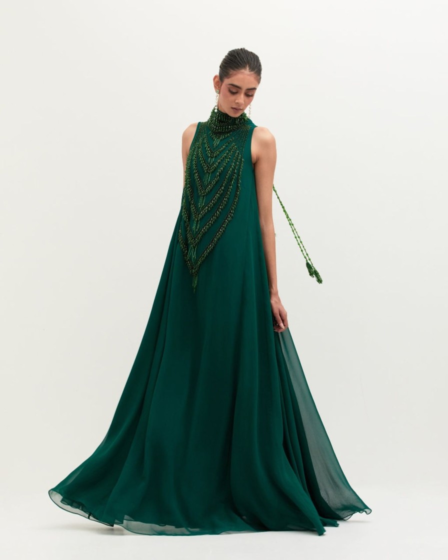 Womens Mala u0026 Kinnary | Emerald Mala Maxi Gown