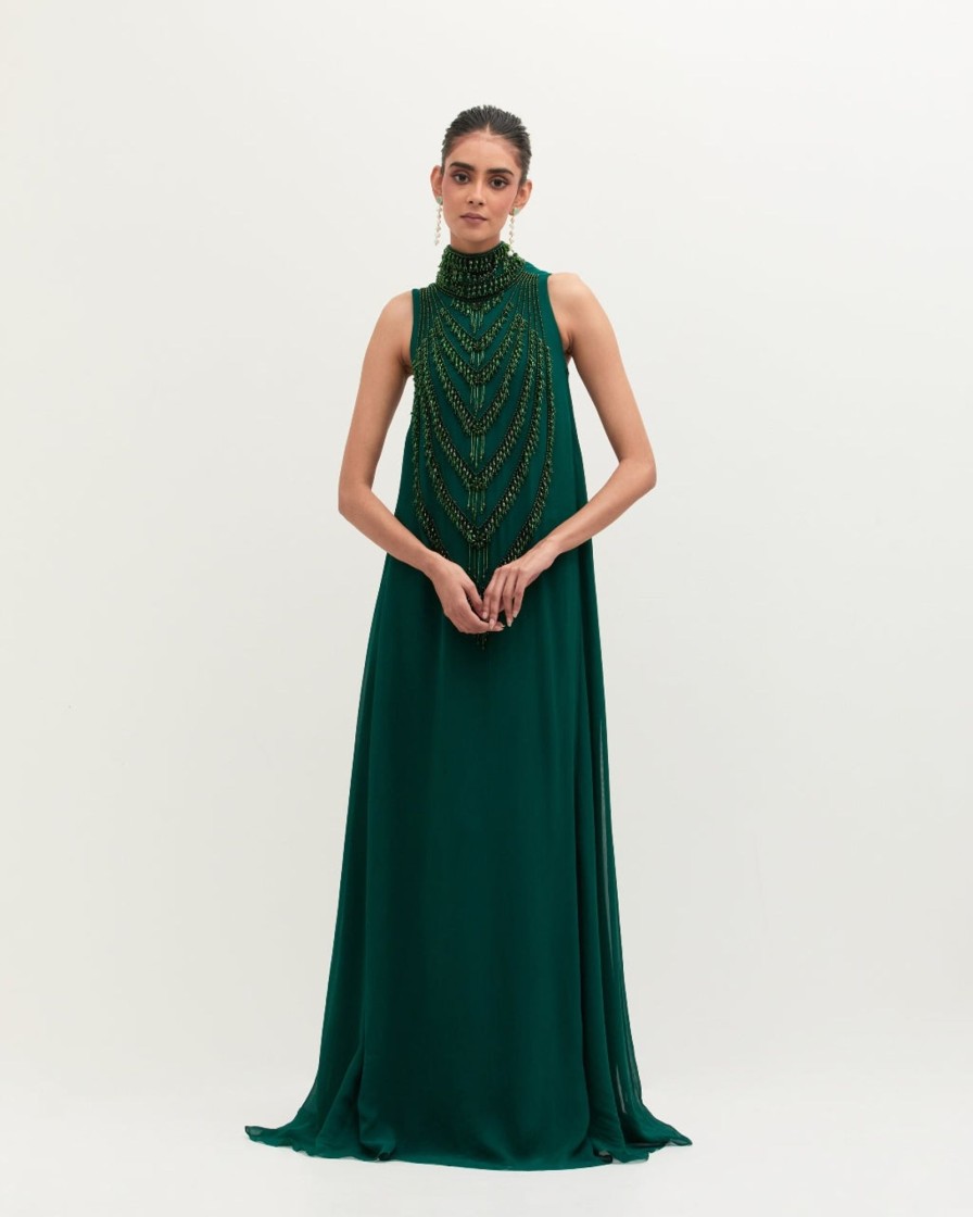 Womens Mala u0026 Kinnary | Emerald Mala Maxi Gown