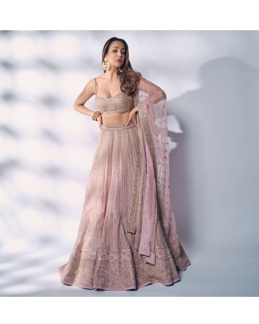 Womens Arpita Mehta | Baby Orchid Thread Embroidered Lehenga Set