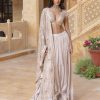 Womens Arpita Mehta | Embroidered Blouse With Silver Tissue Skirt Set