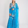 Womens Aisha Rao | Cyan Blue Yin Yang Gharara Set