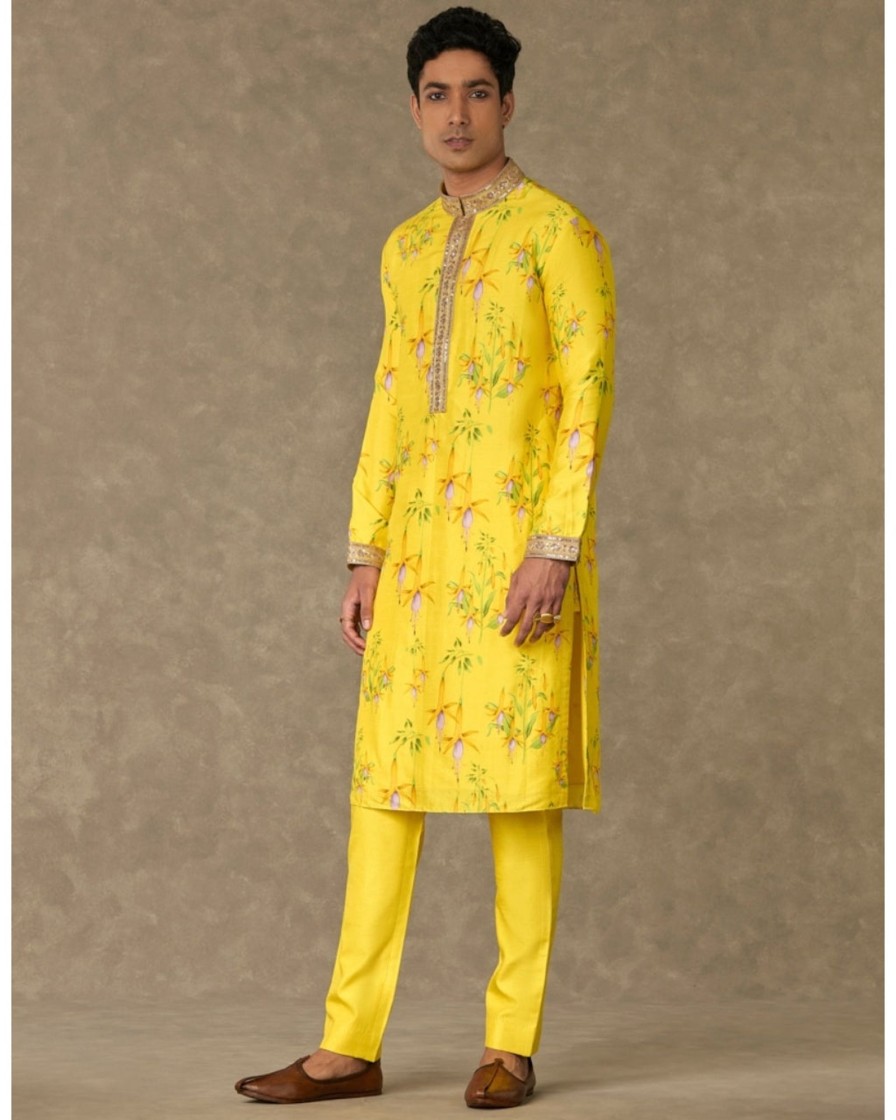 Mens House of Masaba Mens | Lemon Yellow Juhi Kurta Set