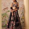 Womens Ridhi Mehra | Black Print Demi Lehenga Set