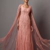 Womens Mala u0026 Kinnary | Dust Rose Dust Rose Cape Gown Set