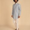 Mens Arjan Dugal | Powder Blue Front Open Kurta Set