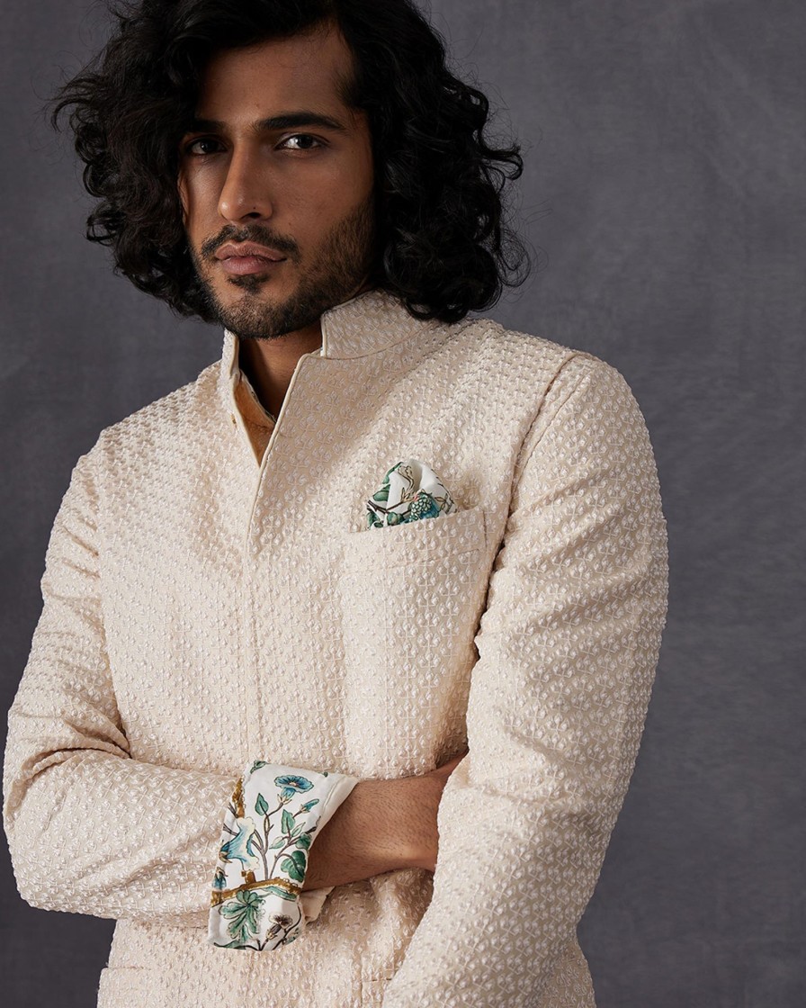 Mens Arjan Dugal | Champagne Ivory Kurta Set