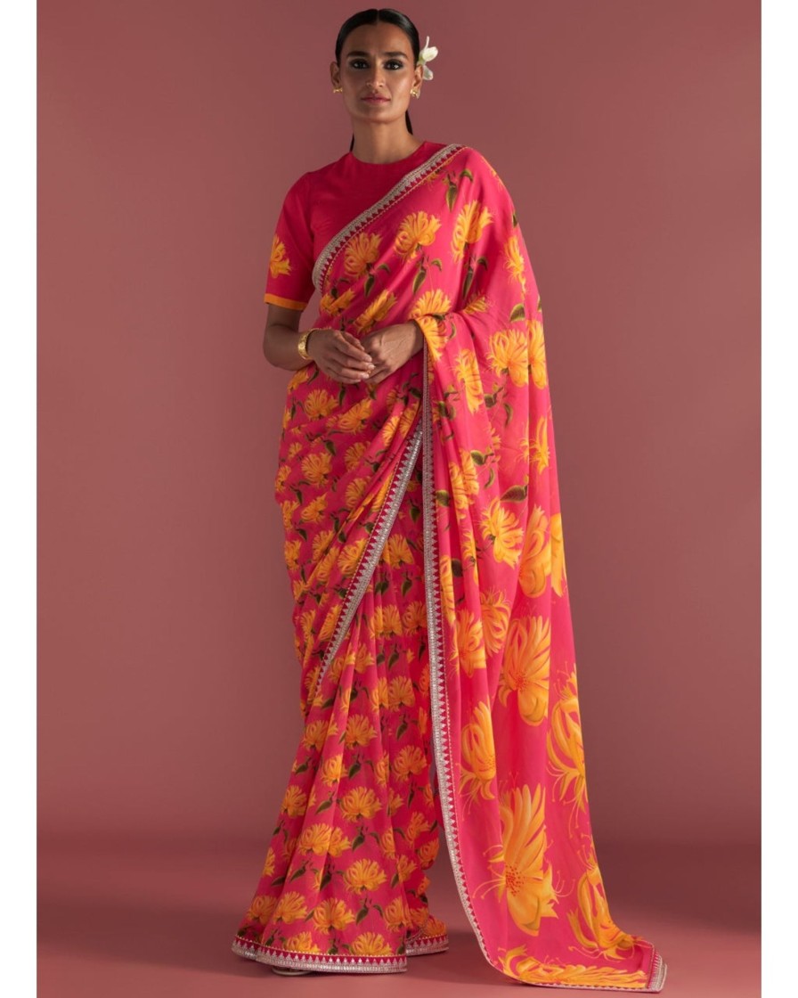 Womens House of Masaba | Berry Pink Mist Sari