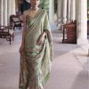 Womens Drishti u0026 Zahabia | Green Embroidered Sari Set