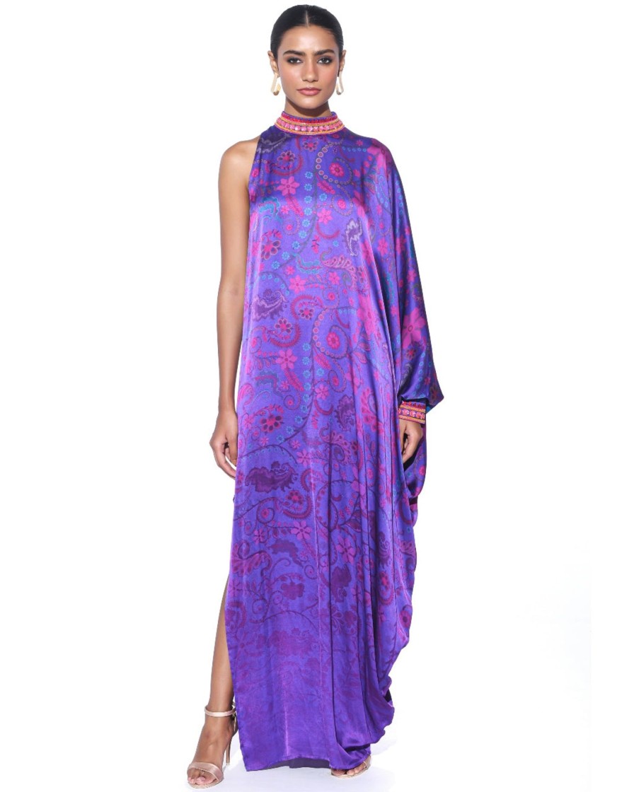 Womens Siddhartha Bansal | Royal Purple One Shoulder Dress