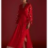 Womens House of Masaba | Red Gota Embroidered Kaftan With Slip