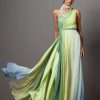 Womens Mala u0026 Kinnary | Lime Ombre Dusk One Shoulder Gown Set