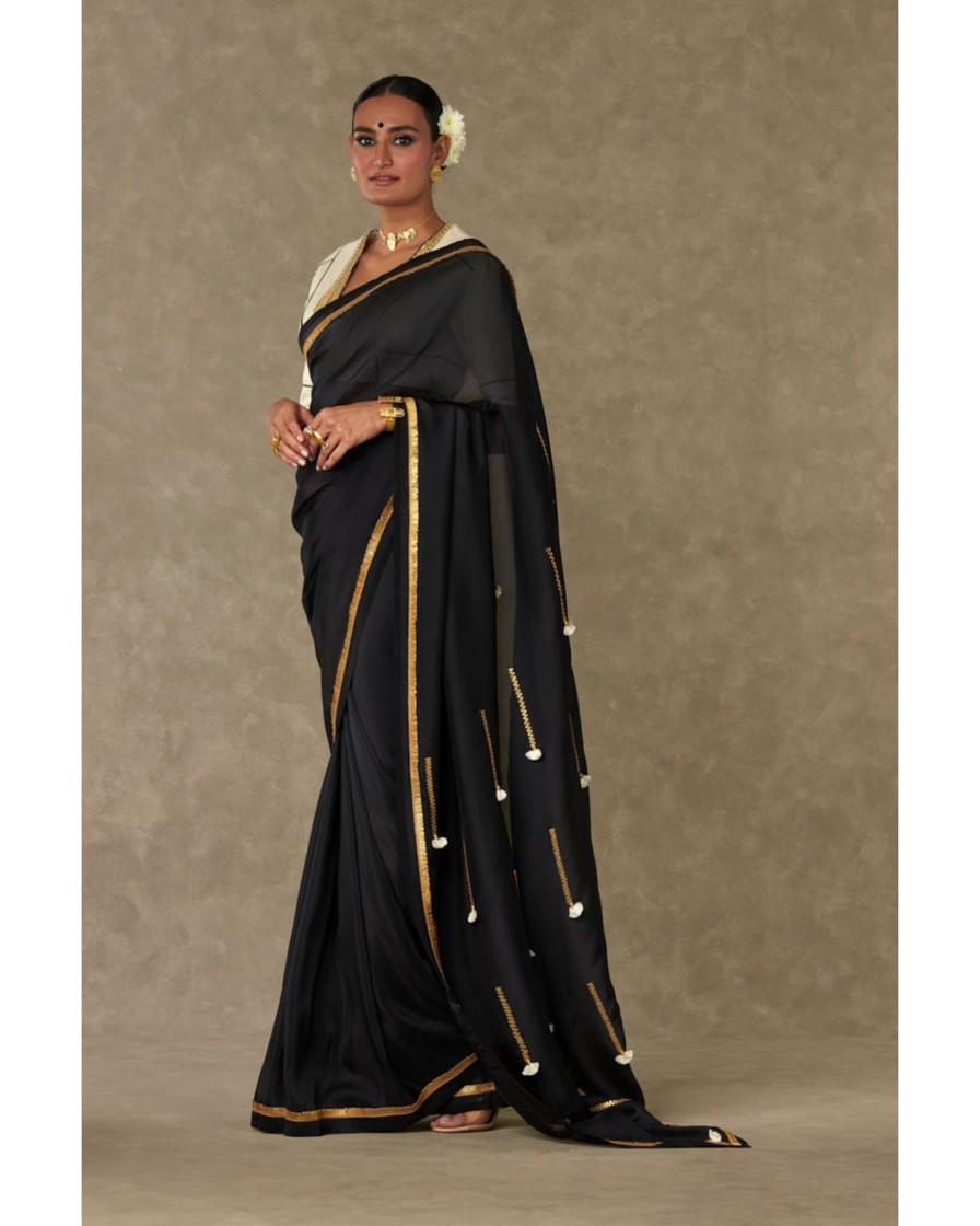 Womens House of Masaba | Black Tassel Gota Sari Set