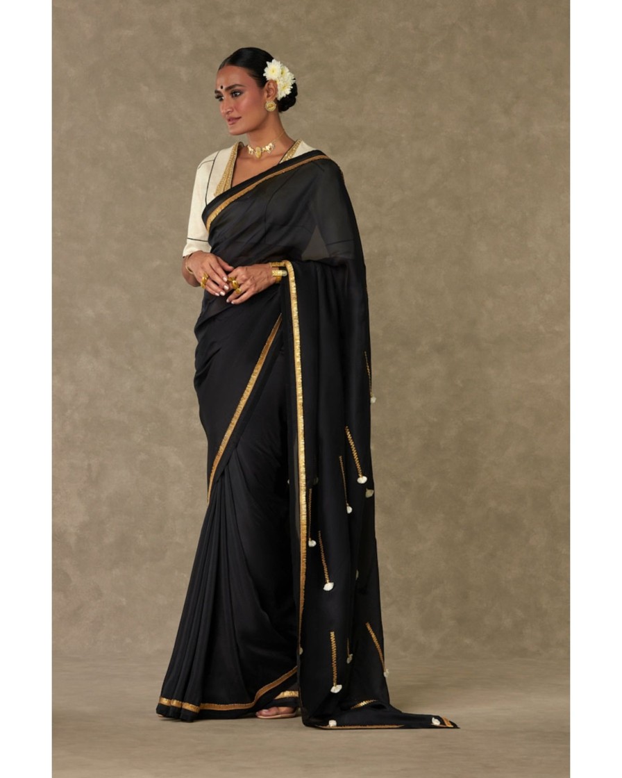 Womens House of Masaba | Black Tassel Gota Sari Set