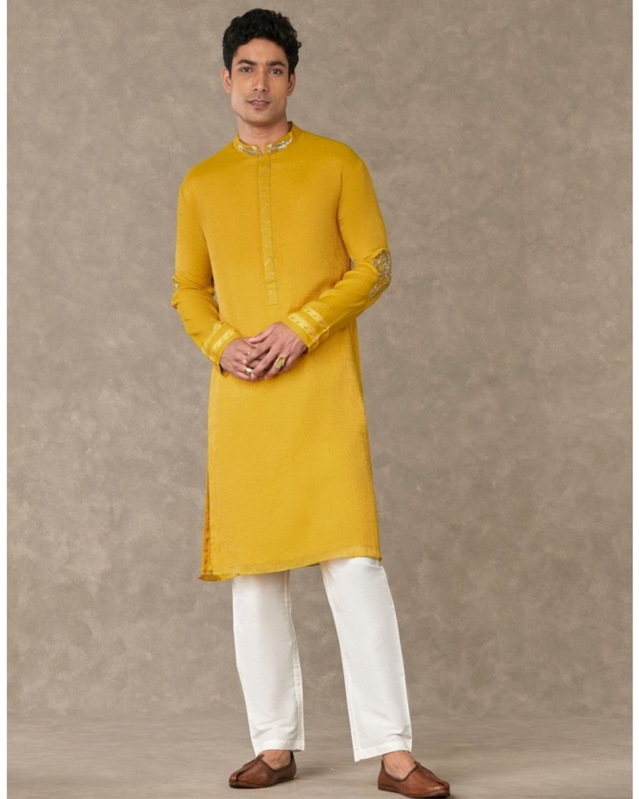 Mens House of Masaba Mens | Corn Yellow Shajara Kurta Set