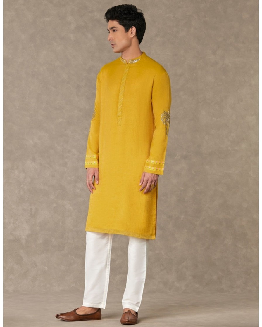 Mens House of Masaba Mens | Corn Yellow Shajara Kurta Set