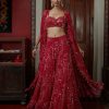 Womens Arpita Mehta | Red U0026 Sand Garden Print Sharara Set