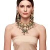 Womens RaAbta by Rahul | Carved Russian Green Beryl And Kundan Necklace Set