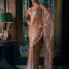 Womens Seema Gujral | Coffee Brown Sequin Sari