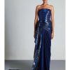 Bridal Amit Aggarwal | Ink Blue Metallic Draped Gown