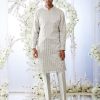 Mens Seema Gujral Mens | Ash Silver Dori Kurta Set