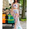 Womens Payal Singhal | Leah Multi Psychedelic Print Crepe Ruffle Top With Cut Out Pant