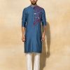 Mens Diya Rajvvir Mens | Indigo Blue Embellished Kurta Set