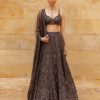 Bridal Arpita Mehta | Brown Sequin Embroidered Lehenga Set