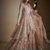 Bridal Seema Gujral | Nude Silver Jacket Sharara Set