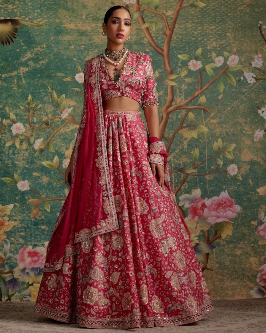 Bridal Ridhi Mehra | Royal Fuchsia Print Starlet Lehenga Set