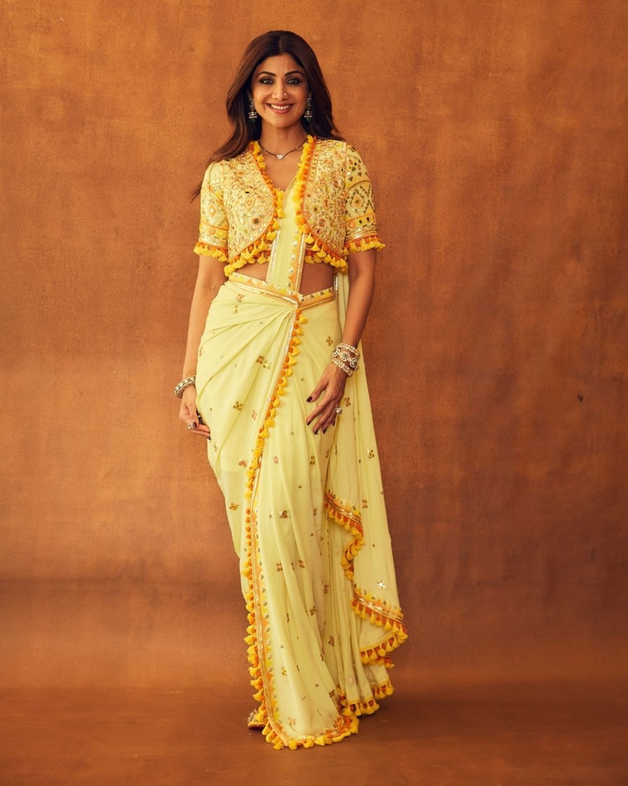 Womens Gopi Vaid | Shilpa Shetty Saree With Jacket