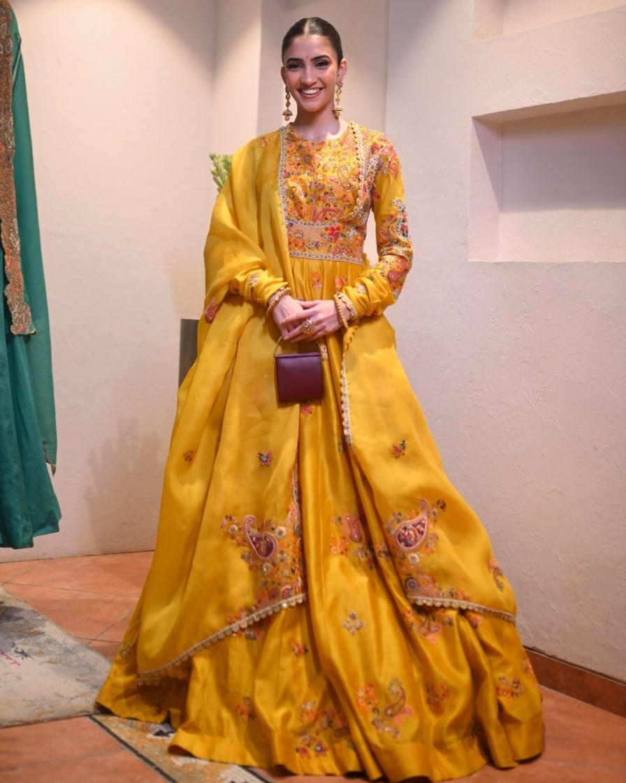 Womens Petticoat Lane | Yellow Anarkali Kalidar Set