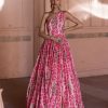 Womens Label Anushree | One Shoulder Rani Pink Gown