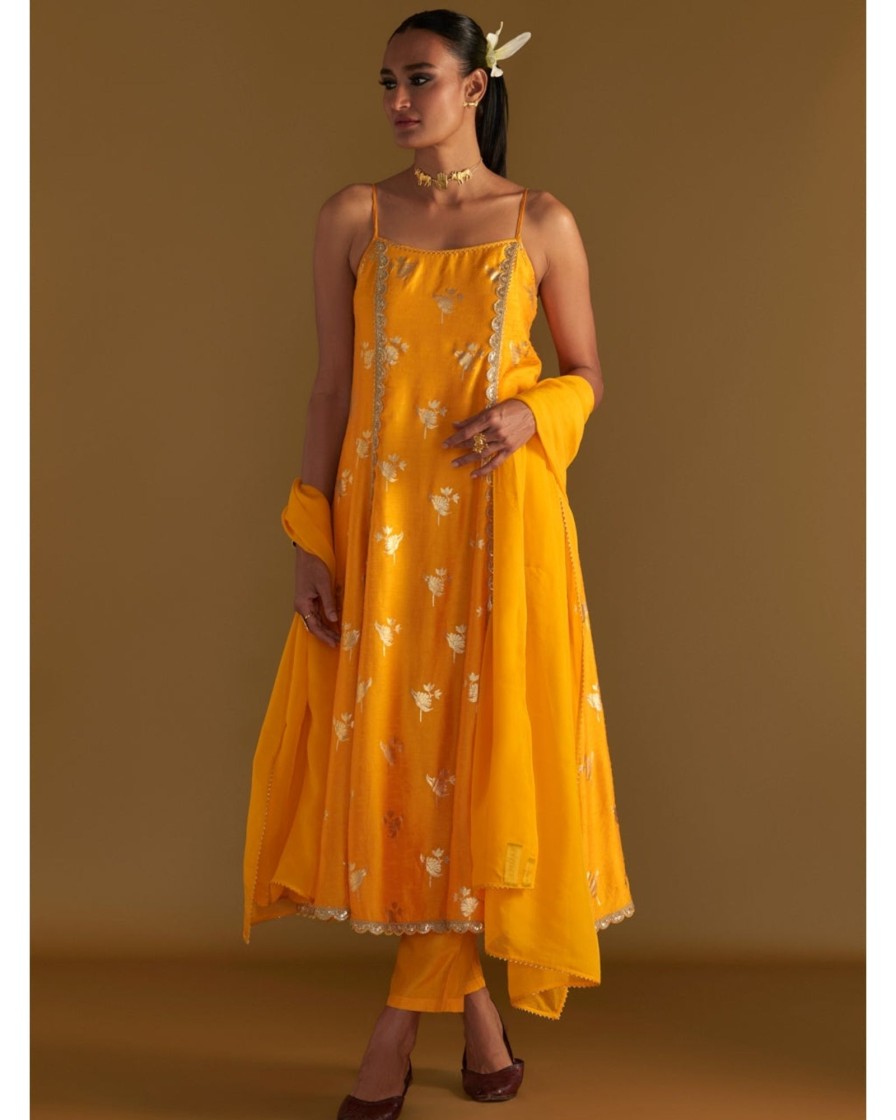 Womens House of Masaba | Mango Yellow Irisbud Anarkali Set