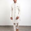 Mens Arjan Dugal | Off White Chanderi Achkan Set