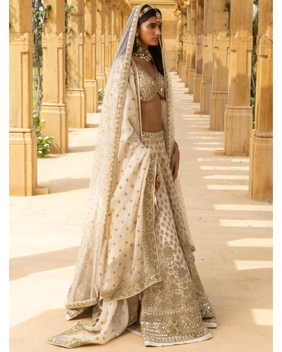 Bridal Arpita Mehta | Embroidered Coconut Rose Gold Lehenga Set