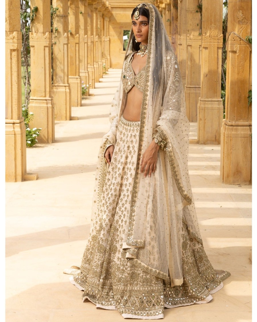 Bridal Arpita Mehta | Embroidered Coconut Rose Gold Lehenga Set