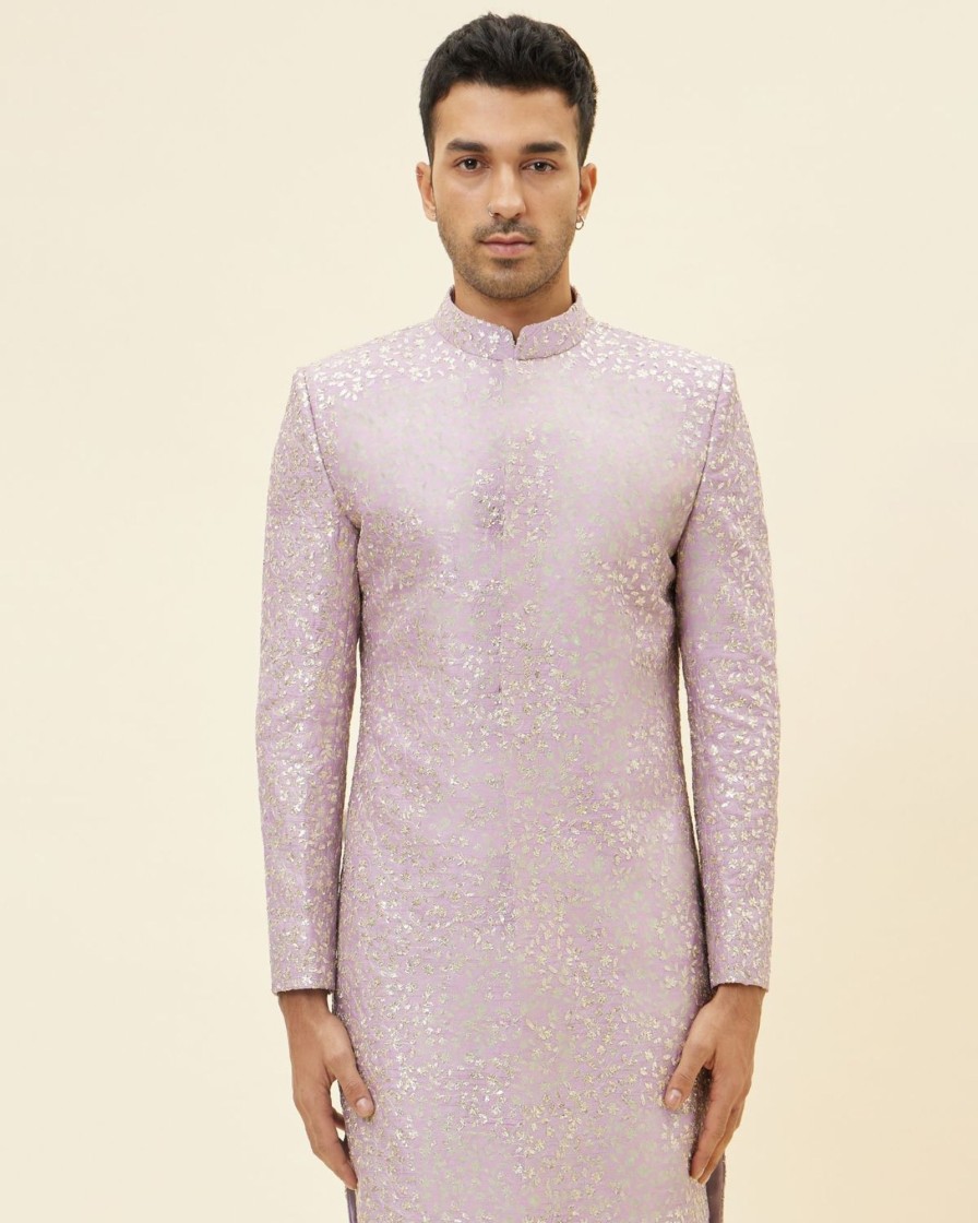 Mens SVA Menswear | Lilac Embroidered Sherwani With Pants