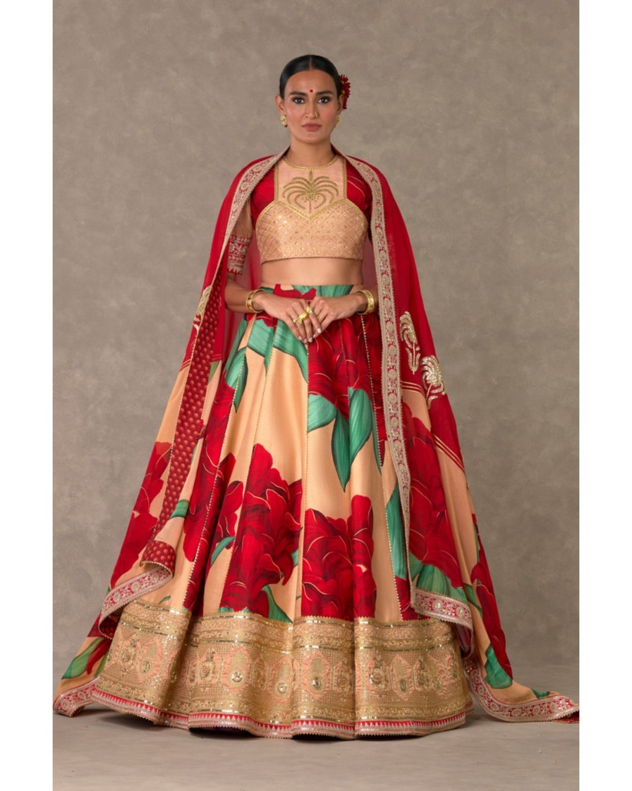 Bridal House of Masaba | Salmon Candy Swirl Lehenga Set