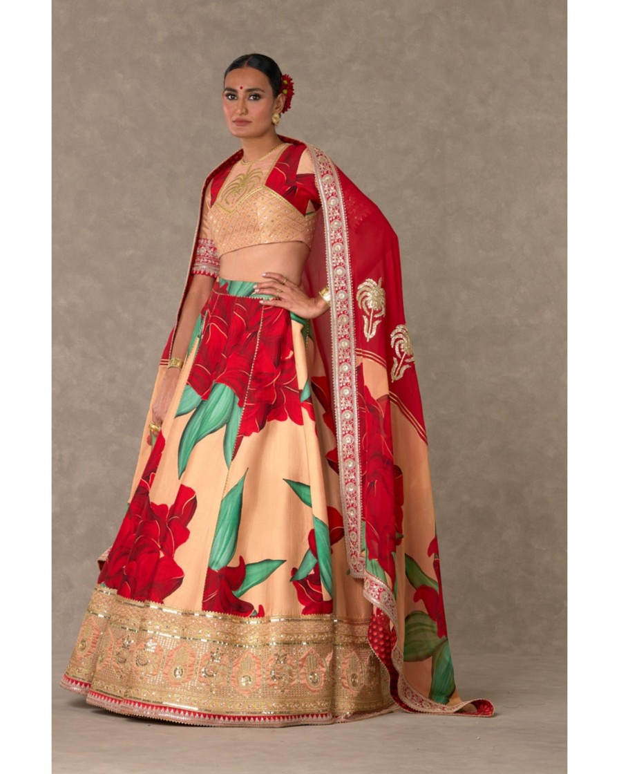 Bridal House of Masaba | Salmon Candy Swirl Lehenga Set