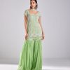 Womens Diya Rajvvir | Mint Green Embroidered Kurti Set